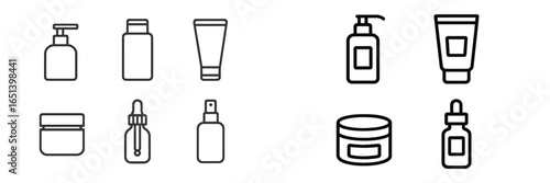 Vector illustration of various cosmetic containers and products
