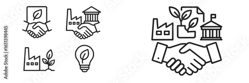 Collaboration symbols among factories, plants, and institutions