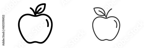 Fresh apple vector illustration in bold and outline styles