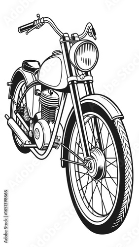 Vintage Motorcycle Line Art Illustration motorbike