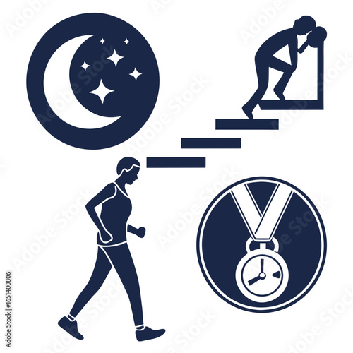 Achieving goals through hard work perseverance and dedication overcoming obstacles sleep walk and win medal