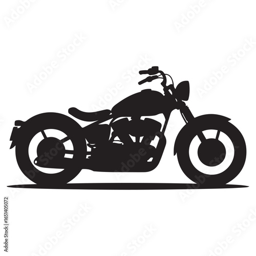 Silhouette vector illustration of a cruiser motorcycle icon. Vector black silhouette. with white background