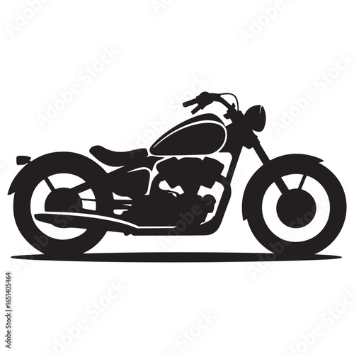 Silhouette vector illustration of a cruiser motorcycle icon. Vector black silhouette. with white background