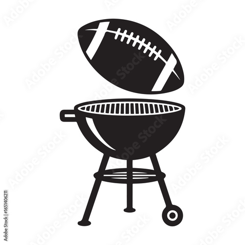 black football above barbecue grill clip art preview