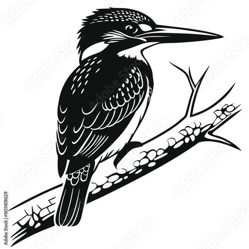 Kingfisher Silhouette for logo, t-shirt, tattoo, cards design