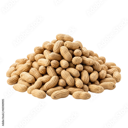 A large pile of unshelled peanuts in their natural shells isolated on transparent background