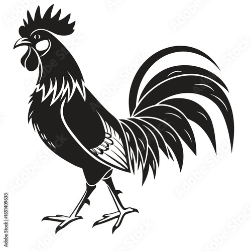 Rooster Silhouette for logo, t-shirt, tattoo, cards design