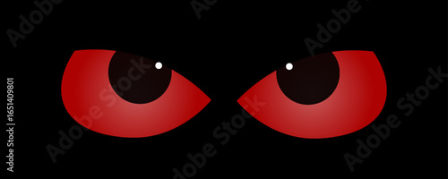 Red scary cats, owl eyes for Halloween party. Eye of cat are in darkness. Flat vector pictogram. Eyes sparkle in the dark, animal icon. Kitty silhouette. Evil, spooky, creepy. Friday 13. Evil wild eye