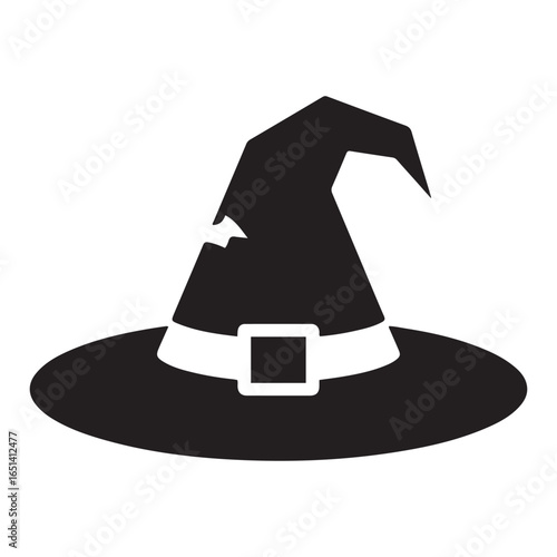 Witch hat halloween icon black silhouette design. Vector black silhouette. with white background