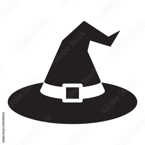 Witch hat halloween icon black silhouette design. Vector black silhouette. with white background