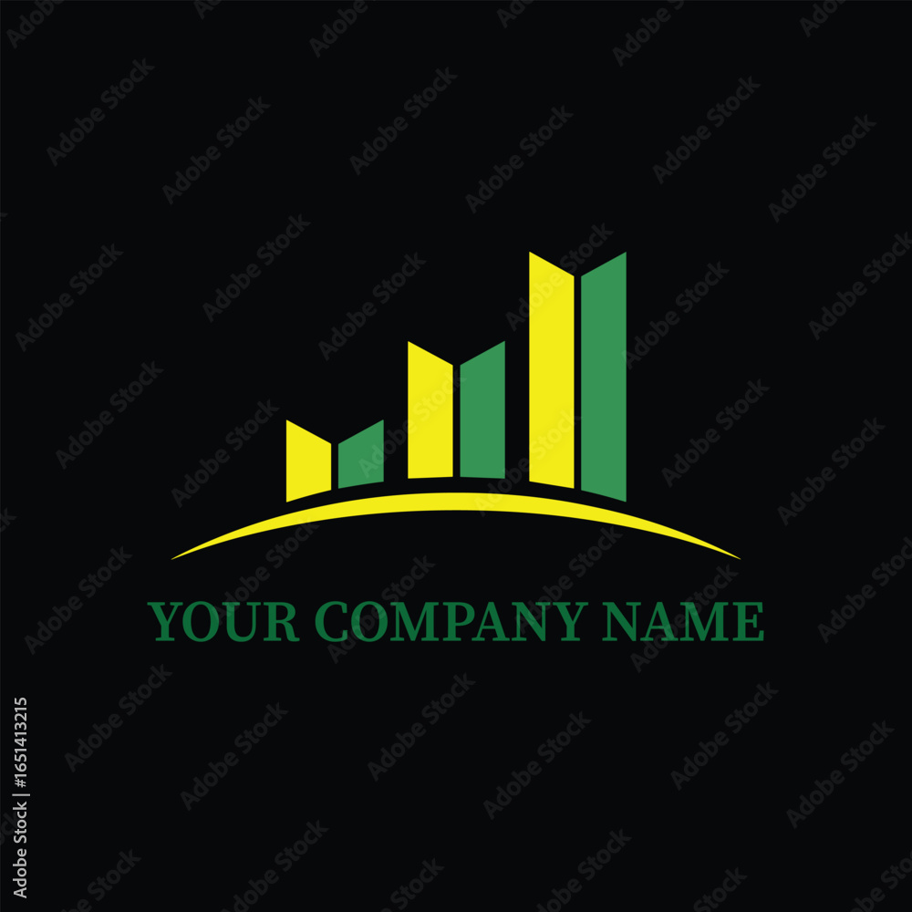 Fototapeta premium Abstract Business Growth Bar Chart Logo Design in Green and Yellow