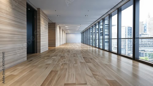 Wallpaper Mural Modern Office Corridor with City View Torontodigital.ca