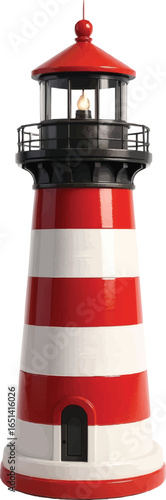 3D Realistic Glossy Lighthouse on transparent background