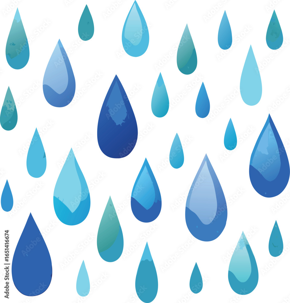 Blue Water Droplets Falling Background Design