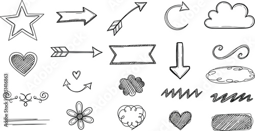 Simple Line Art Graphic Elements for Design