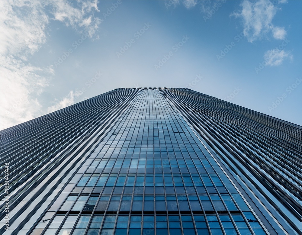 Fototapeta premium urban office tower with modern grid window design