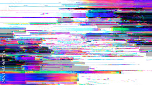 A faded overlay of digital glitch lines and static, adding a tech-inspired effect, isolated on a white background