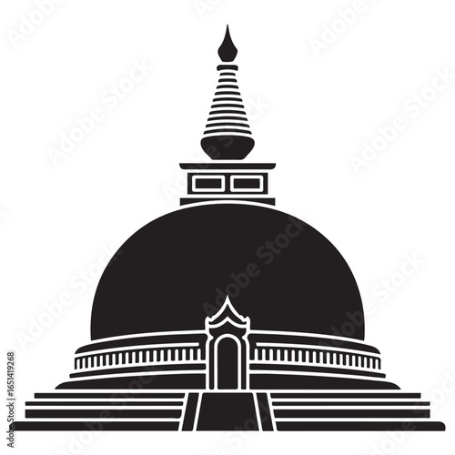 Sri lankan stupa buddhist temple icon symbol. Vector black silhouette. with white background