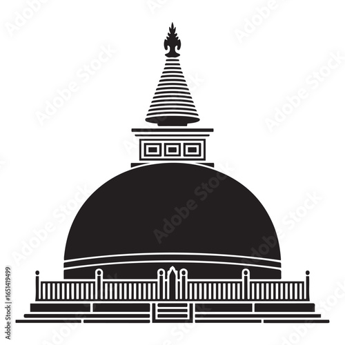 Sri lankan stupa buddhist temple icon symbol. Vector black silhouette. with white background