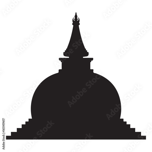 Sri lankan stupa buddhist temple icon symbol. Vector black silhouette. with white background
