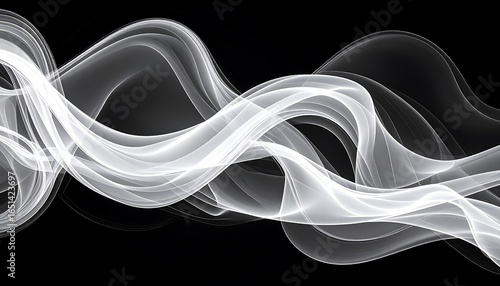 White Smoke Waves with Black Background. (1)