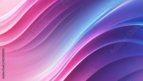 Abstract flowing waves of pink and blue light create a vibrant and dynamic background