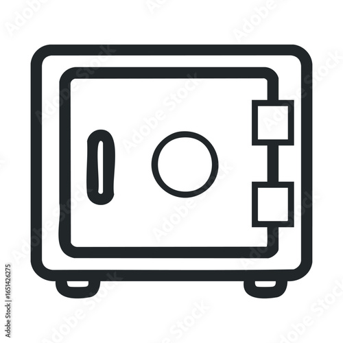 Secure metallic safe box with closed lock drawing