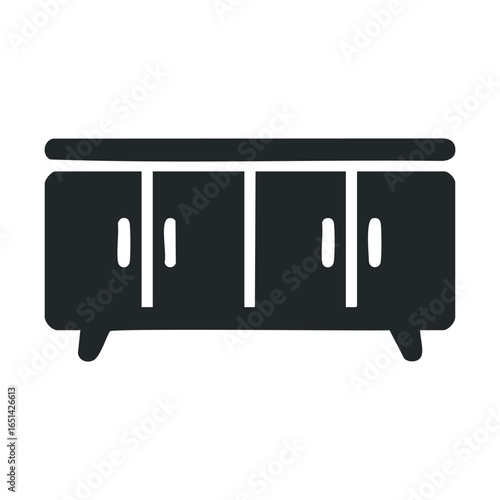 Black mid-century modern sideboard silhouette illustration