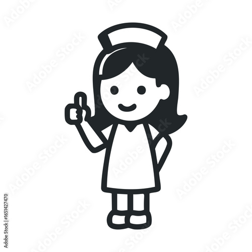 Cartoon female nurse giving thumbs up gesture in uniform