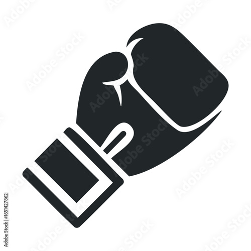 Monochrome boxing glove icon illustration in black and white style