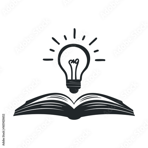 Open book with glowing lightbulb illustrating knowledge and creativity