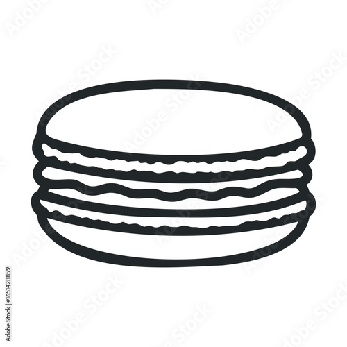 Simple black and white macaron sketch on white background