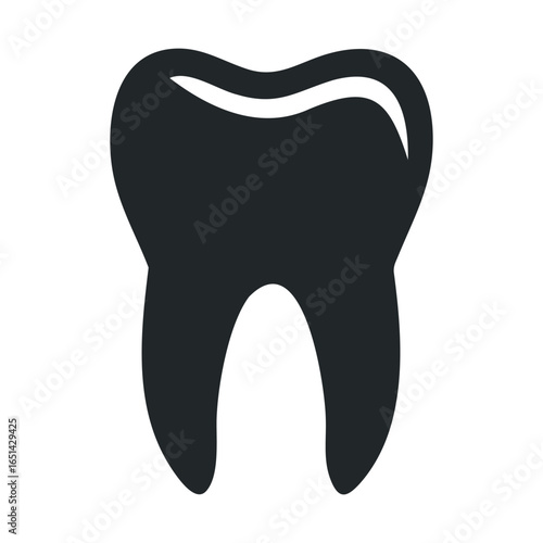 Black and white tooth icon - dental care symbol for health and hygiene
