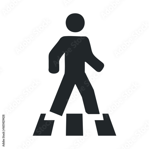 Pedestrian crossing icon: simplified human figure on crosswalk