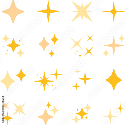 A golden star vector set for rating, awards, and celebration designs