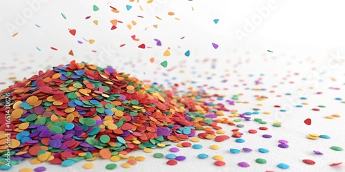 Rainbow Confetti Pile 3D Render, Colorful Circles, Celebration, Festive, Party Confetti, 3D render