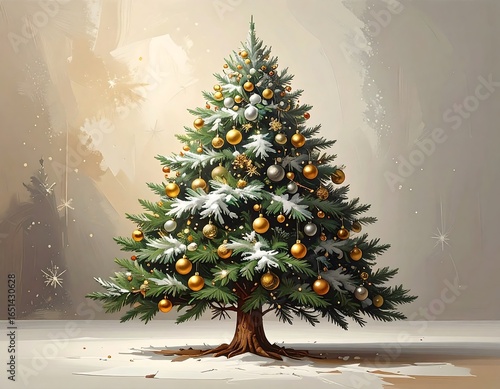 Festive Christmas tree illustration