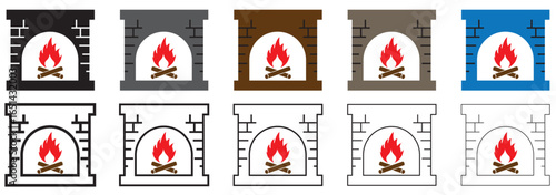 Modern electric fireplace silhouette icon for home decor and interior design projects