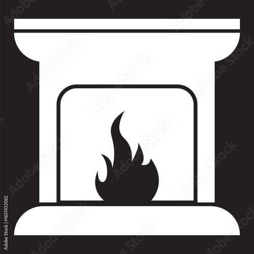 Campfire icon. Fireplace symbol. Bonfire vector illustration. Firewood logotype.