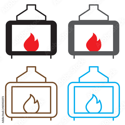 Campfire icon. Fireplace symbol. Bonfire vector illustration. Firewood logotype.