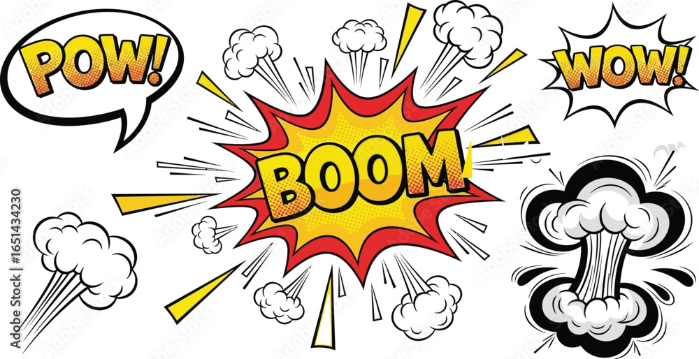 Fototapeta premium POW! BOOM! WOW! and Explosion Illustrations
