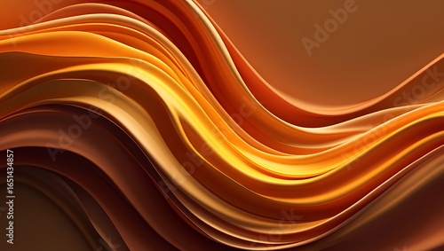Abstract flowing waves of warm golden orange light and shadow