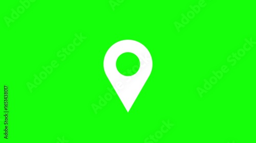 location pin appearing. Animation of white map location. on green screen background. video 4k.