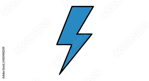 Free Download Bold blue lightning bolt icon with black outline creates powerful energy and electricity symbol - GFXLoad