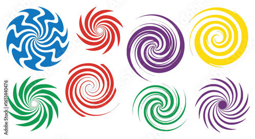 Colorful spiral and swirl patterns in various vibrant colors