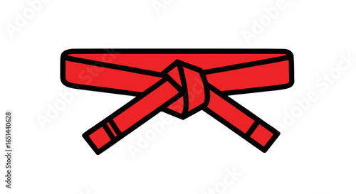 Red martial arts belt with traditional knot design symbolizing achievement and mastery