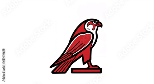 Majestic red falcon bird illustration in profile with detailed feathers and proud stance