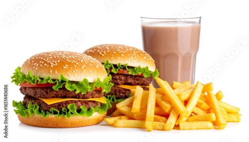 Double Cheeseburgers with Fries, and Shake.