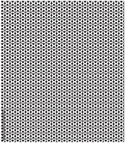 Seamless star lattice geometric pattern, abstract ornamental black and white repetitive retro background texture design