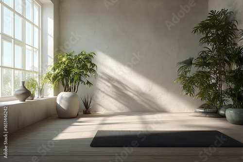 Wallpaper Mural Serene yoga studio with natural light streaming through the window, promoting wellness and mindfulness for health and fitness enthusiasts Torontodigital.ca